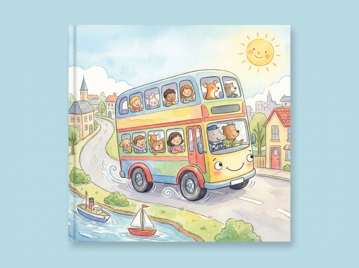 Wheels on the Bus printable flashcards cover