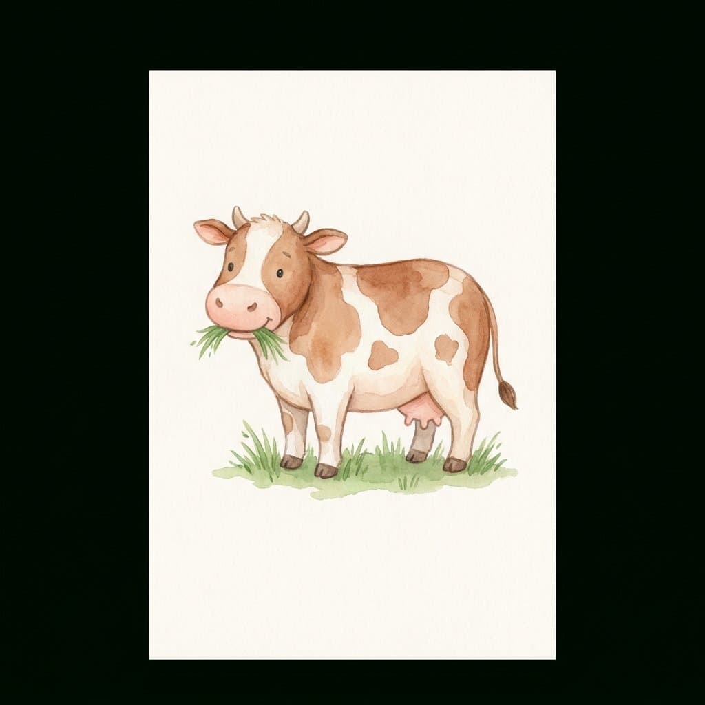 cow flashcard illustration