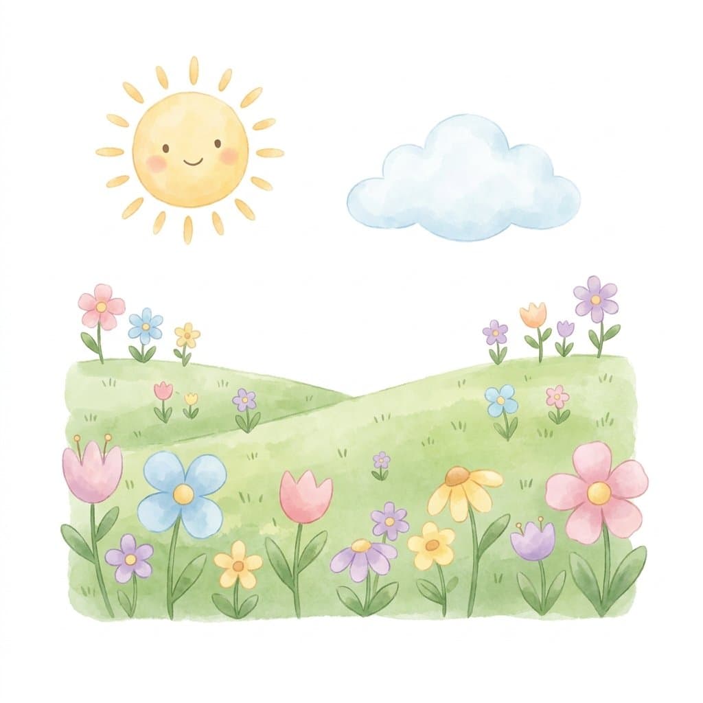 meadow flashcard illustration