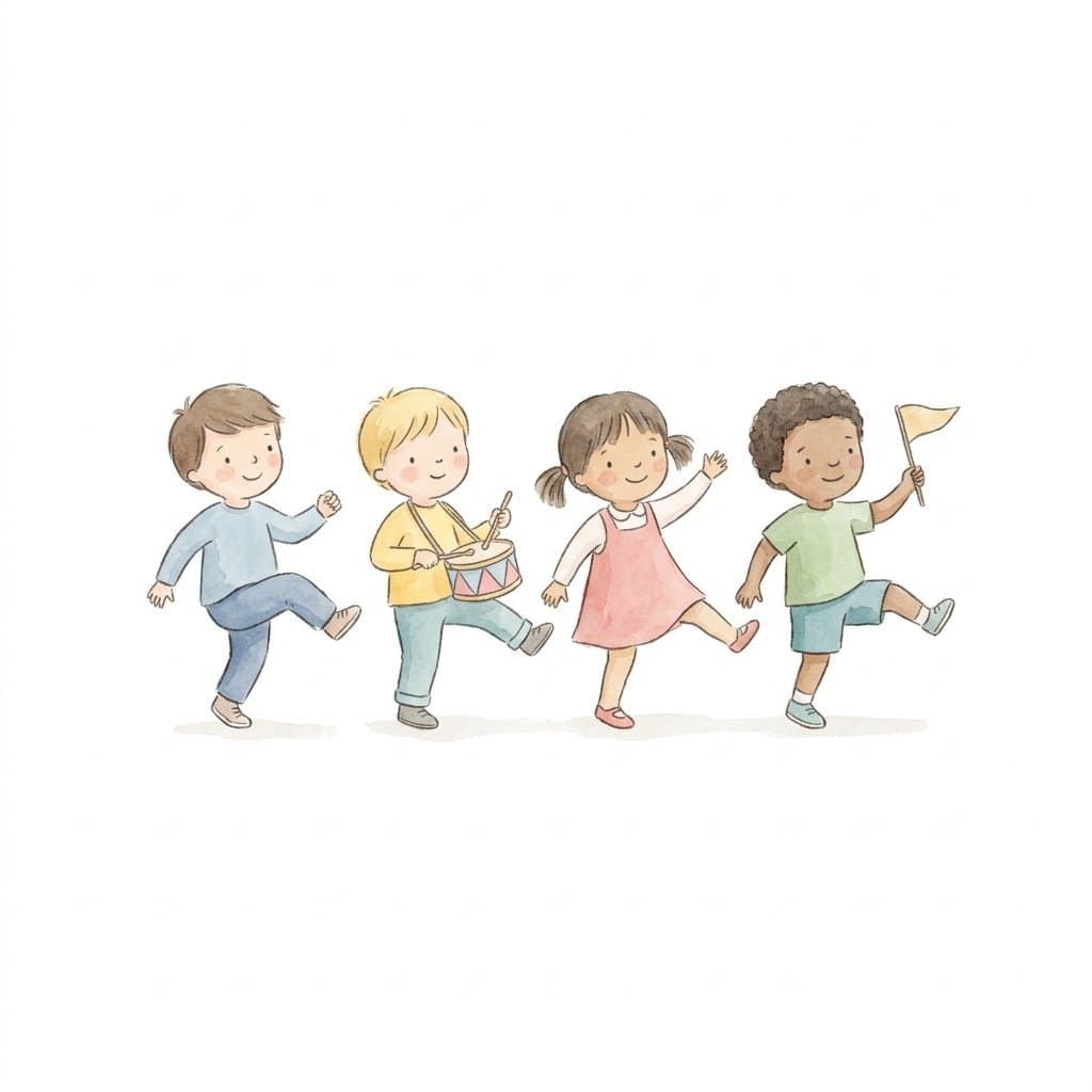 march flashcard illustration