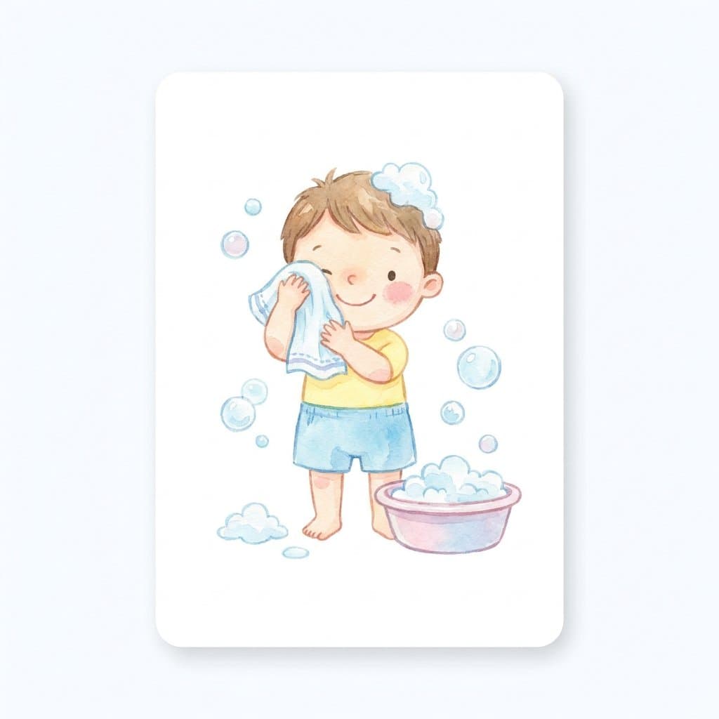 wash flashcard illustration
